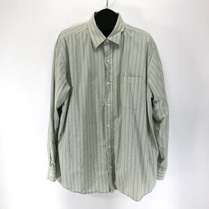 Eddie Bauer Classic Fit Button Down Shirt Men's XXL Green Stripe 100% Cotton